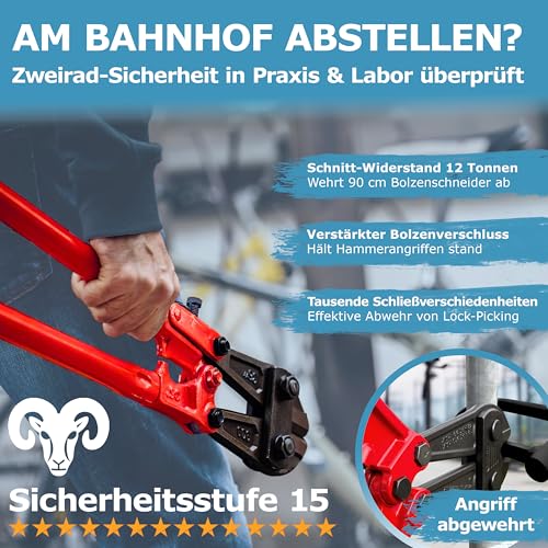 WIDDER kleines Bügelschloss Fahrrad [Hochsicherheitsschloss nur 800g] – 14mm Massiv Stahl Bügel – Fahrradschloss hohe Sicherheit – Halterung & 3 Schlüssel, e Bike Lock e Scooter U Lock Rennrad Schloss