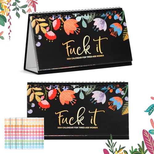 Calendario 2024 Fu-ck It para mujeres cansadas, calendario 2024 de mujeres cansadas, calendario de pared Fu-ck It para cansado, divertido calendario mensual, hecho a mano, para colgar en la oficina en