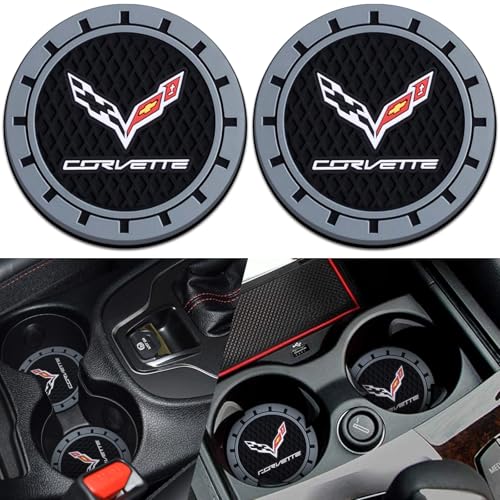 Image of Black Silicone Car Coasters for Corvette Series Series Non-Slip Car Cup Holder Coasters,Car Interior Accessory for Car Cup Holder 2.75IN 2Pack