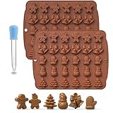 Christmas Candy Silicone 3D Mould,gingerbread man, bells, gloves, snowman, christmas tree 30 Cavity