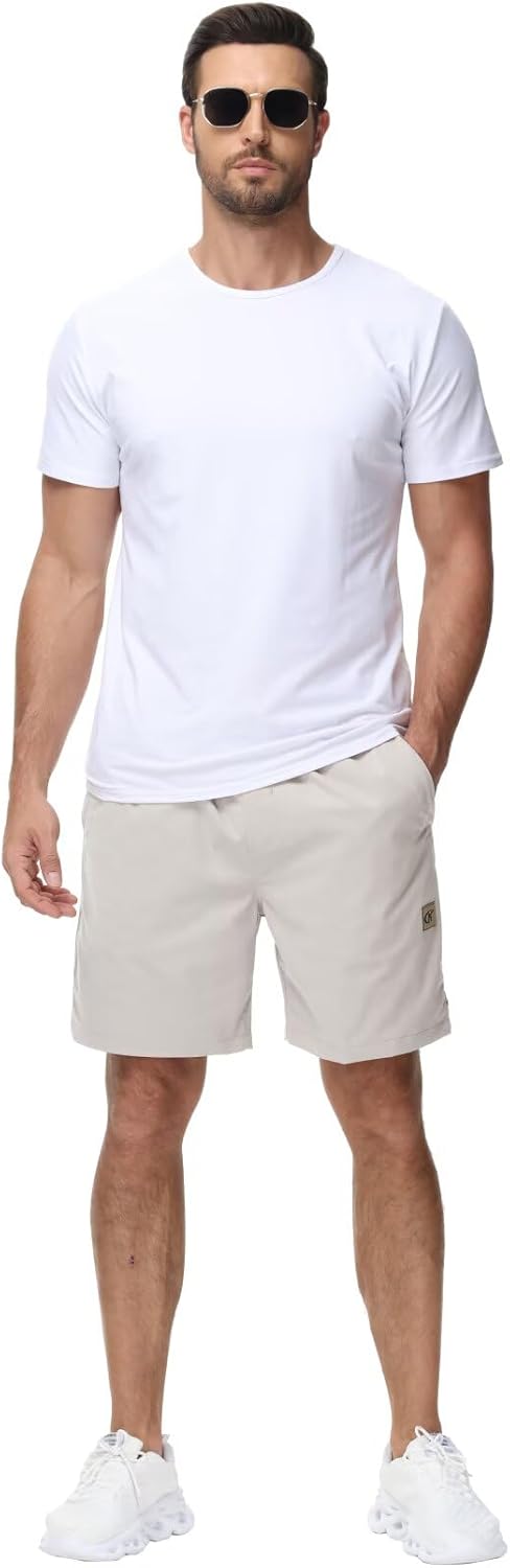 Yundobop Men's Casual 7 Inch Shorts Twill Drawstring Summer Beach Stretch Golf Shorts with Zipper Pockets - Image 6