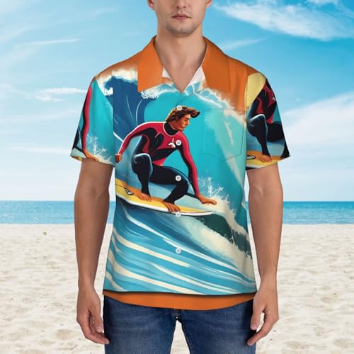 Chemise de vacances homme imprimé ondulé surfeur avec short décontracté ensemble d'été léger - 2