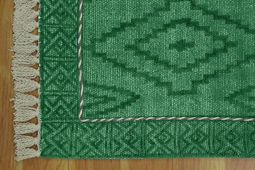Tapis vert 152x243 cm pour salon à fort passage et extérieur