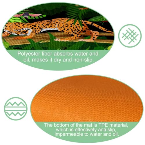 Tapis de cuisine absorbant antidérapant léopard lavable en machine - 6