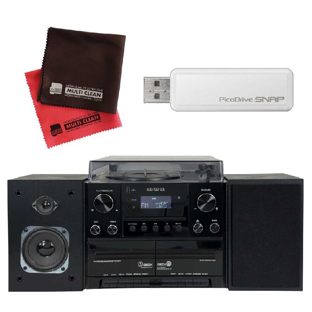 Amazon.co.jp: アイワ マルチコンポーネントオーディオ レコードプレーヤー ダブルカセットデッキ audio -G MCA1 ブラック  USBメモリー64GB クロス2枚入付き 3点セット : 家電＆カメラ AIWA DS-F1 STEREO SYSTEM CD・ダブルカセットデッキ