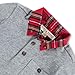 Hope & Henry Boys' Long Sleeve Polo Shirt with Woven Collar and Elbow Patches, X-Small, Dark Gray Heather with Red Holiday Tartan