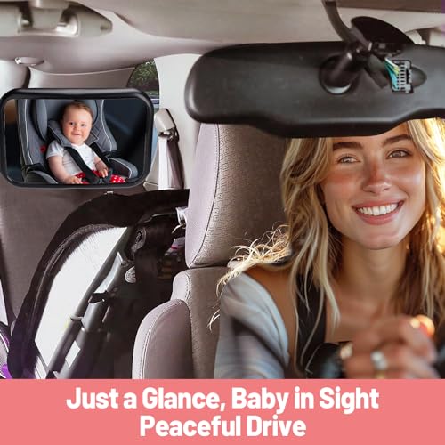 Image of Baby Car Mirror for Middle Seat - Flexible Arm 360 Rotation Safer Car Seat Mirror Clear View for Rear Facing Infant, Hook Clip Design, Easy to Install