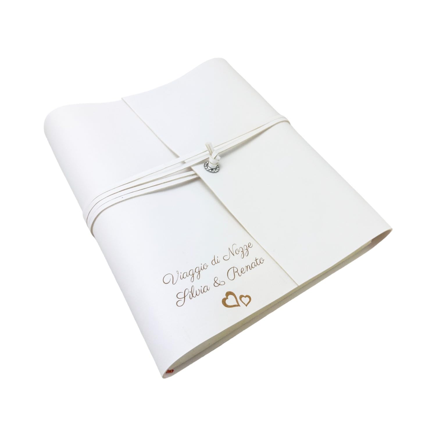 Album fotografico - Double Soft - Artigianale in ecopelle, personalizzabile con incisione. classico con velina, Matrimonio, Compleanno, Regalo, Wedding, Anniversario (Bianco, Con Incisione)