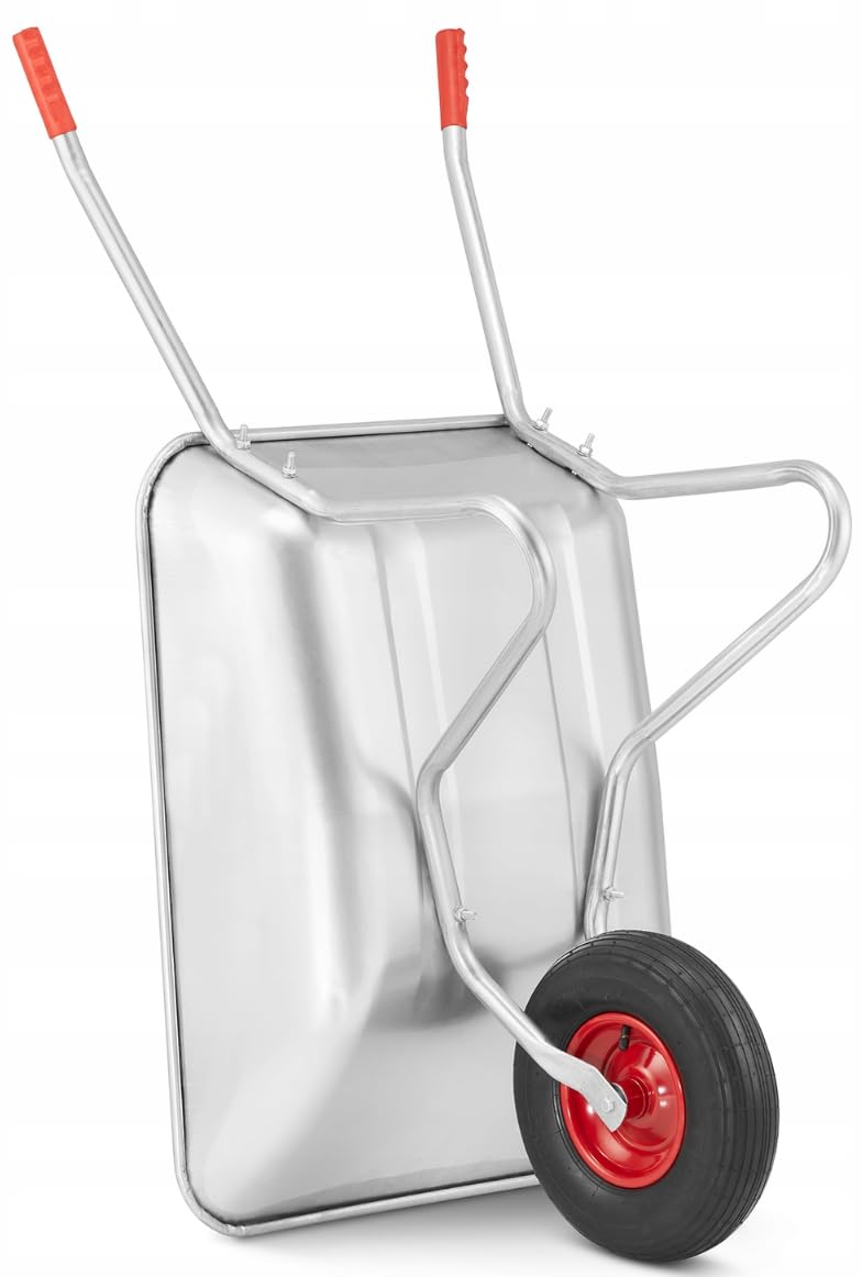 Gartenschubkarre 120 Liter verzinkte Schubkarre mit 3.50-6 Luftreifen (Ø 31 cm) Rot/Silber