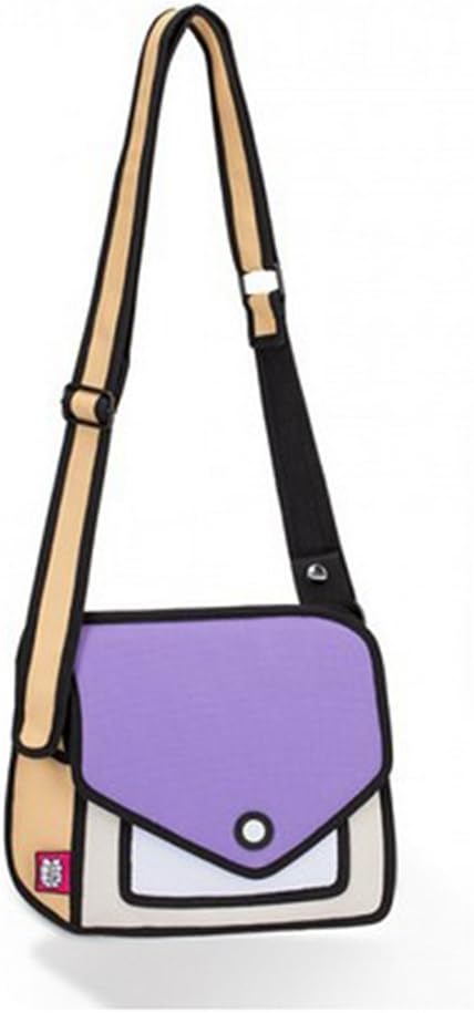 WYZ 3D Jump Style 2D Drawing From Cartoon Paper Bag Comic Messenger Bag (Purple)