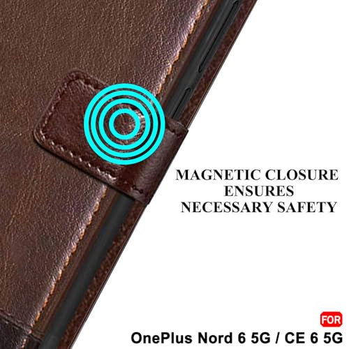 Image of TheGiftKart Flip Back Cover Case for OnePlus Nord 6 5G | Dual-Color Leather Finish | Inbuilt Stand & Pockets | Wallet Style Flip Back Case Cover for OnePlus Nord 6 5G (Faux Leather, Brown & Coffee)