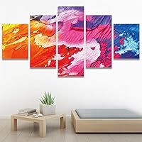 SIGNWIN 5 Panel Canvas Wall Art Modern Art Contemporary Digital Art Dramatic Geometric Multicolor Patterns for Home Decorations Ready to Hang - 60