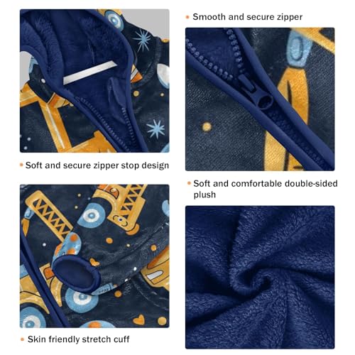 Boys Girls Fleece Jacket Cartoon Funny Excavator Fish Planet Kids Warm Hooded Outwear Coat3