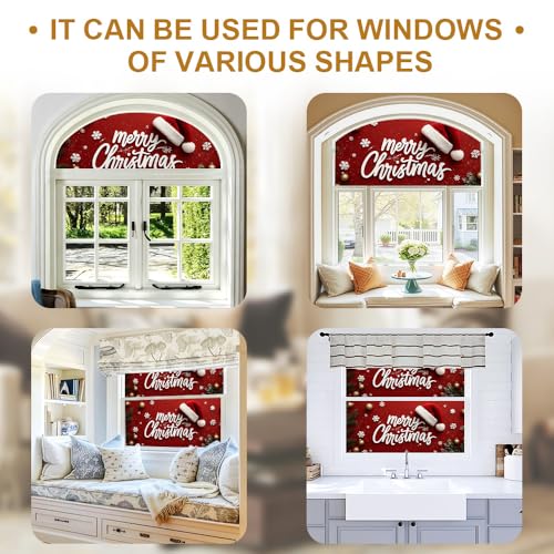 Image of Merry Christmas Typography Window Film 39.37x17.32in Static Cling