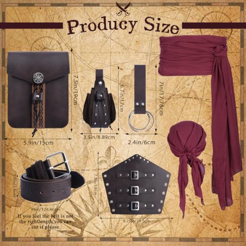 Image of Renaissance Pirate Belt Pouch with Coin Purse Skirt Hike Bracers