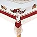 Violet Linen Decorative Printed Fruttela Tablecloth With Lace Trimming, Burgundy, 70" x 105"