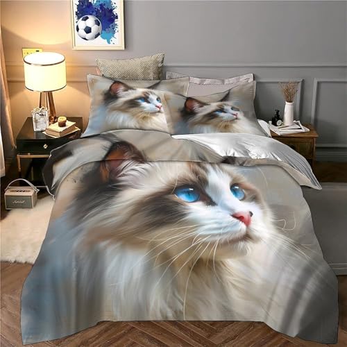Housse de couette chat 200x200 parure lit microfibre - 6