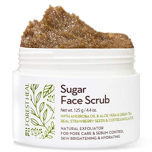 Face Sugar Scrub - Facial and Body Exfoliator for Cellulite - Skin Brightening & Hydrating - Pore Care, Acne, Sebum Control - Facial Scrub with Andiroba Oil - Forest Heal (125 ml / 4.4 fl.oz)