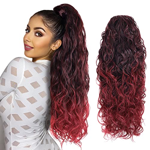 Red Ruby Burgundy Hair Extensions Ponytail for...