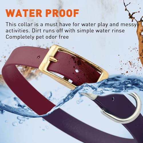 Image of Viper Biothane Heavy Duty Waterproof Dog Collar Strong Coated Nylon Webbing w /Solid Brass Hardware Odor-Proof Easy to Clean High Performance Fits Small Medium or Large Dogs, Merlot Burgundy