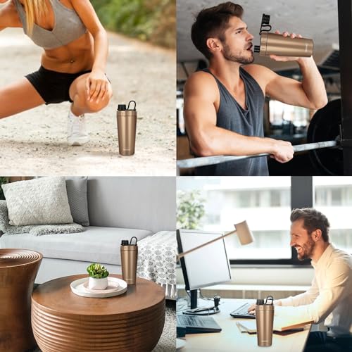 Image of TOOFEEL Insulated Protein Shaker Bottle - 20 oz Stainless Steel Shaker Cups for Protein Shakes, Stays Cold /Hot, Double Walled Vacuum Metal Protein Shaker, BPA Free Leakproof Gym Shaker Bottle