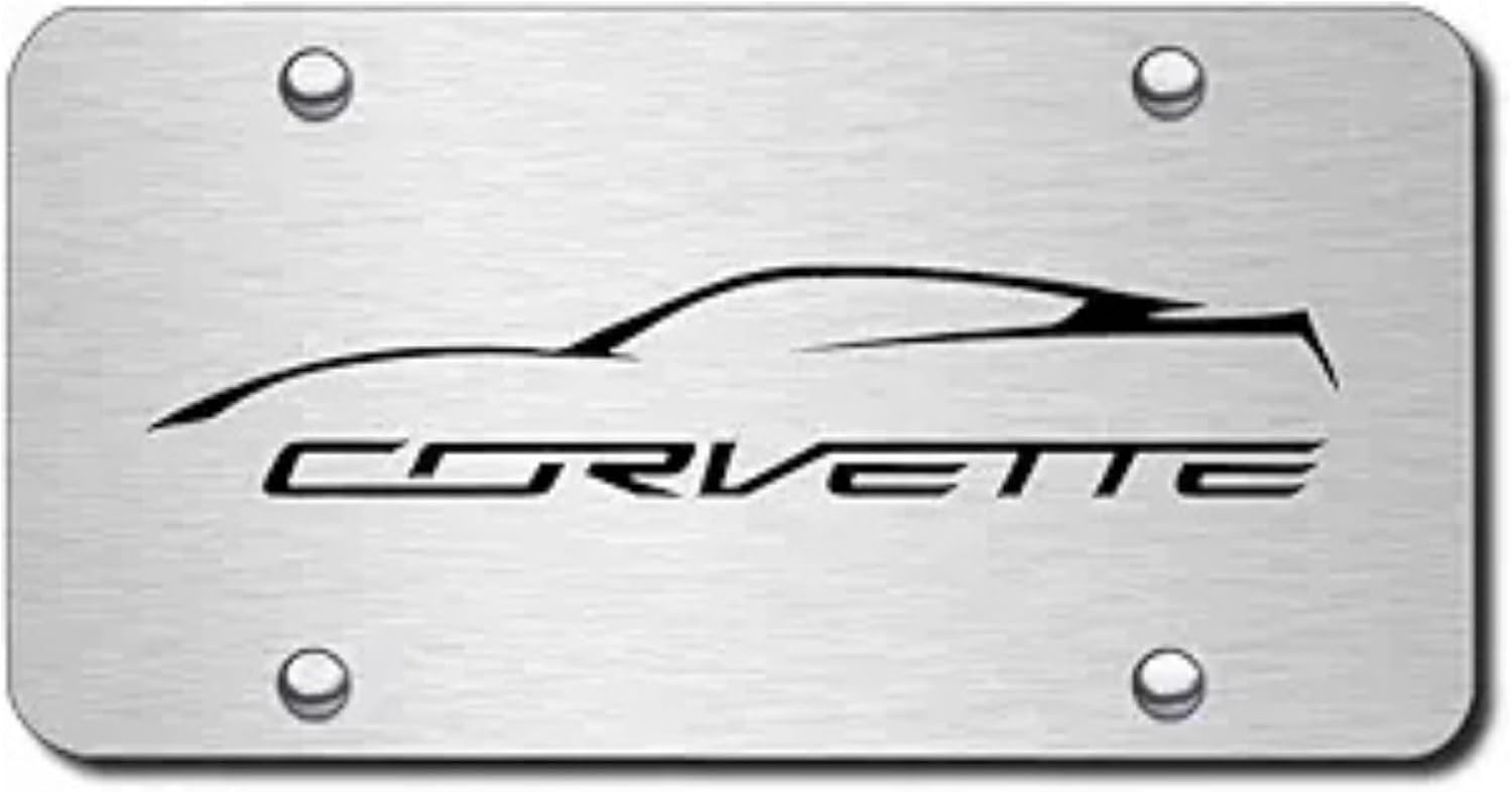 Au-Tomotive Gold Inc. Officially Licensed Profile Laser Etched Stainless Steel License Plate for Chevrolet Corvette 7 (Brushed)