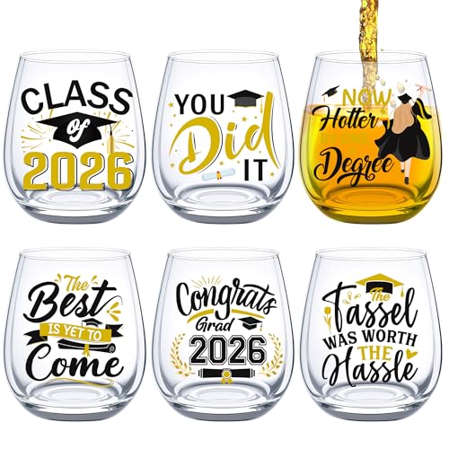 CRASHOT UV DTF Cup Wrap, 36 Sheet Graduation UV DTF Transfer Stickers, Black and Gold UVDTF Cup Wraps for Glass Tumblers, DIY Crafts for 2026 Senior Graduates
