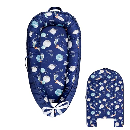Hooyax Baby Lounger Cover, 100% Cotton Baby Nest Cover, Baby Lounger Replacement Cover?Reversible Newborn Lounger Cover for Boys Girls, Planet (Cover Only)