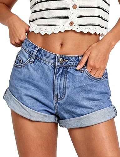 BISUAL Low Rise Jean Shorts for Women Stretchy Sexy Y2K Mini Denim Shorts Summer