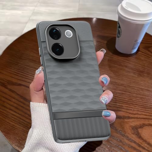 Image of Pikkme Back Cover for Vivo T3 Pro 5G / iQOO Z9s Pro 5G Camera Protection 3D Hexa Cube Design Silicone Protective Bumper Case (Grey)