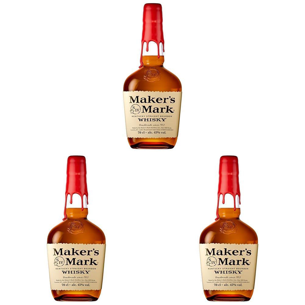 Maker's Mark | handgemachter Kentucky Straight Bourbon Whisky | weicher und vollmundiger Geschmack | 45% Vol | 700ml Einzelflasche (Packung mit 3)