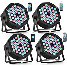 CO-Z Stage Lights 36 RGB LED Par Lights with Remote Control DJ Uplighting for Event Wedding Christmas Halloween Party Club Music Stage Lighting, 4 Pack