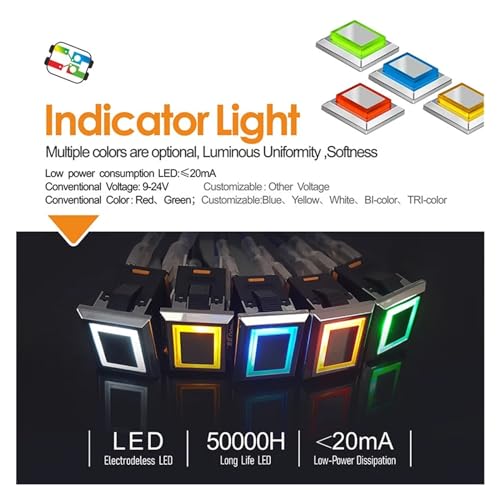 Bouton-poussoir KCD1 étanche résistant à l'eau 15A interrupteur LED rouge 220V - 6