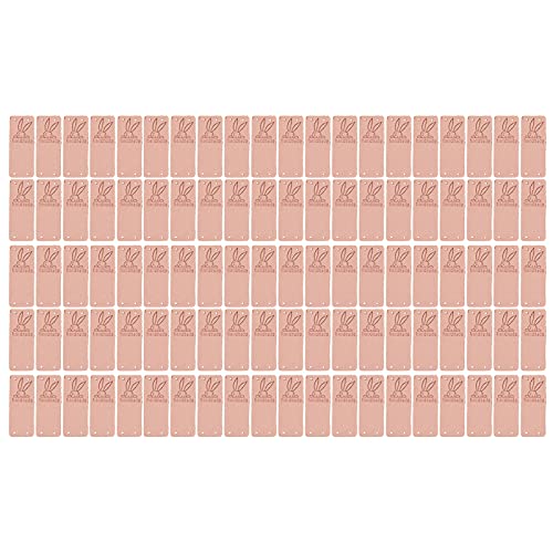 100 etiquetas hechas a mano, etiquetas en relieve de microfibra para costura, etiquetas para manualidades con impresión clara, superficie lisa para hacer joyas, bolsos, ropa y (Rosada)