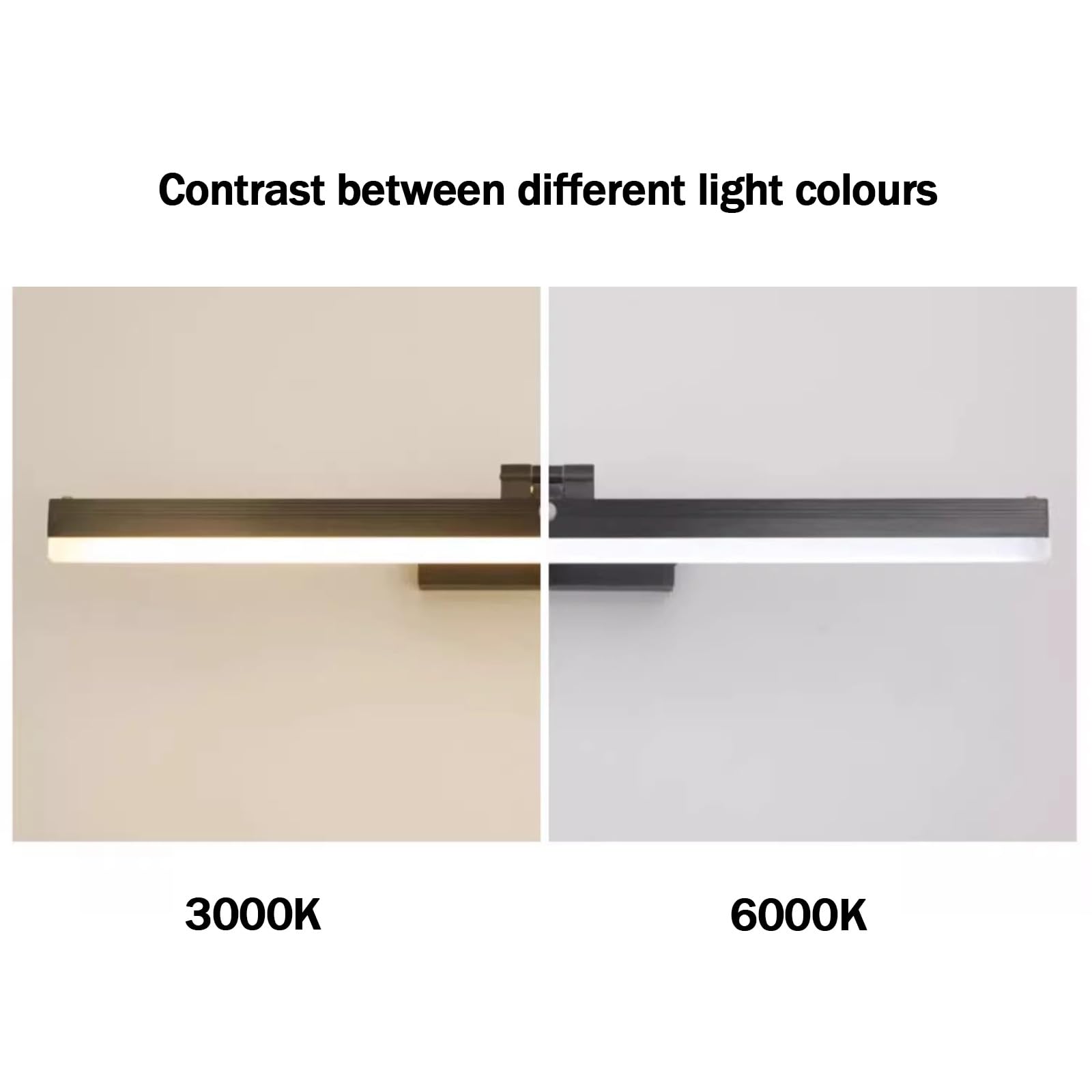 Kinkiet LED do łazienki z czujnikiem ruchu 120 stopni, akrylowy, aluminiowy, minimalistyczny, długi kinkiet, nowoczesna dekoracja lustrzana do salonu, sypialni i kuchni, czar,Black White Light-80cm
