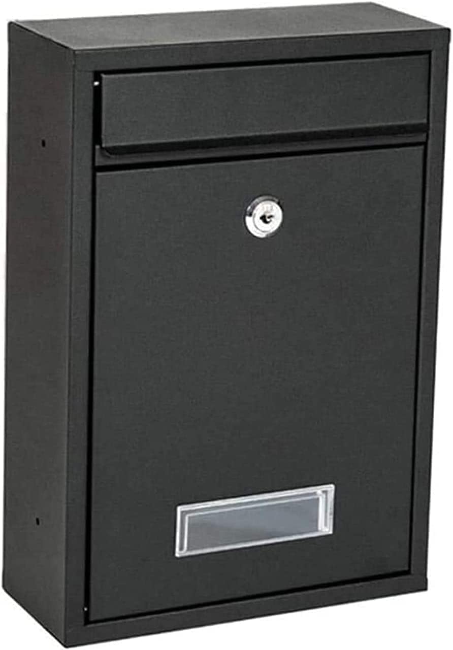 REMYS Suggestion Box Collection Box Ballot Box Stainless Steel Vertical Wall Mount Mailbox (Color : Black)