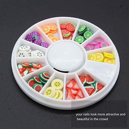 FRCOLOR 5 Pcs 12 Grades Nail Art Fatias de Frutas Polímero Argila Polvilha Manicure Unha Etiqueta Do