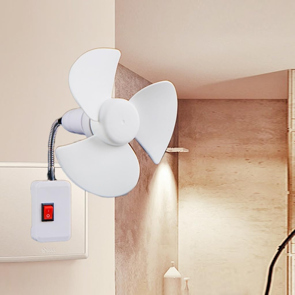5W Small Cooling Fan E27 Screw Home Ceiling Fan Desktop Electric Fan for Kitchen Bedroom Dormitory Living Room Study,Table Fans for Bedroom (Long)
