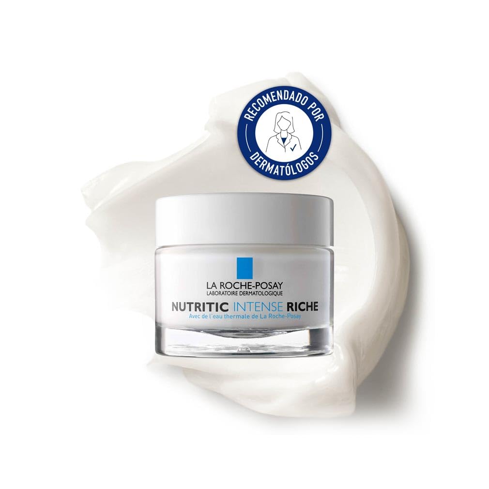 La Roche Posay, Nutritic Intense Rica, Crema Hidratante Reconstituyente, Calma y Nutre la Piel, Textura Rica, Hipoalergénica, Para Pieles Secas a Muy Secas, 50 ml