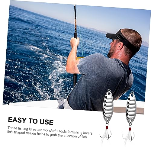 2Pcs Flat Stripe Metal Lures with Treble Hooks Durable Fishing Baits for Freshwater and Saltwater Lightweight Fishing Accessories for Easy Storage and Carrying4