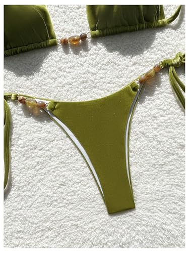 SOLY HUX Women's Halter Triangle Bathing Suit String Bikini Set Tie Side Two Piece Swimsuit4