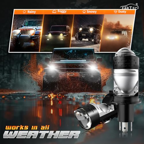Image of Spaiko H4 LED Headlight Bulb 90W 15000LM with Mini Projector Lens | 6000K Super Bright White Dual Beam Hi /Lo | Waterproof Plug & Play for Car, Bike & Scooty (MO1B)