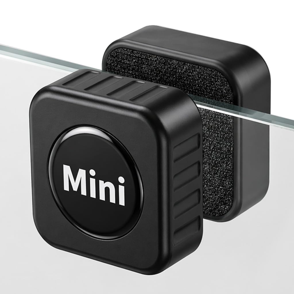 Mini Magnetic Aquarium Glass Cleaner, Fish Tank Algae Scraper Brush for Small Tanks, Strong Magnet Cleaning Tool for Crystal Clear Glass up to 6mm Thickness, No Scratch Moss & Dirt Remover