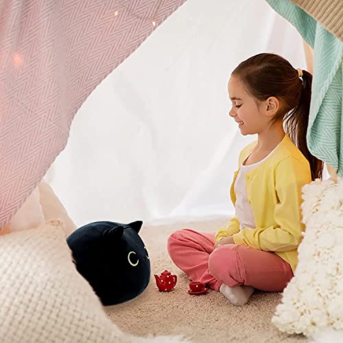 Image of 3D Black Cat Plush Toy Cat Pillow, Cute Cat Plushies, Kawaii Stuffed Cat Body Pillow, Cat Stuffed Animals for Kids Birthday Girlfriend Valentines Gift