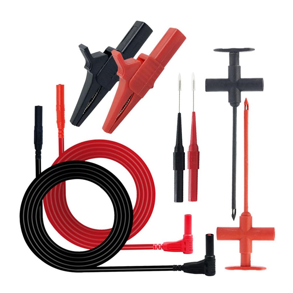 Oewwthy Multimeter Test Leads Kit with Alligator Clips, Puncture Probe, Wire-Piercing Test Hooks Professional Electrical Testing