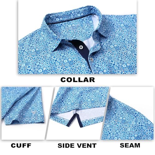 Image of M MAELREG Mens Golf Shirt Short Sleeve Dry Fit Print Moisture Wicking Performance Patterns Collared Polo Shirt