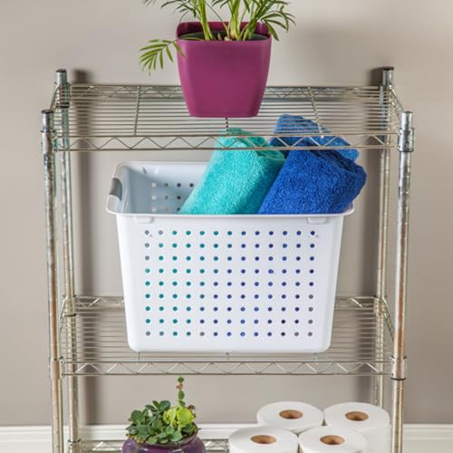 Image of Sterilite 6-Pack Deep Ultra Basket, Open Top Plastic Storage Organizer, White - Classic Baskets for Organizing Countertops, Pantry Shelves, Kitchen Cabinets, Laundry Rooms or Home Offices