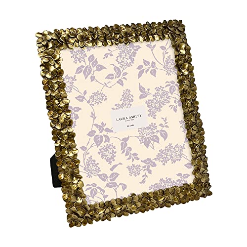 Image of Laura Ashley 8x10 Gold Flower Textured Hand-Crafted Picture Frame w /Easel