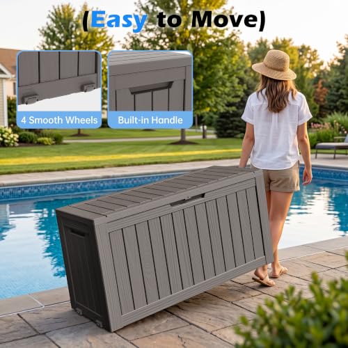 Image of Outdoor Storage Box Waterproof, 82 Gallon Deck Box for Patio Storage