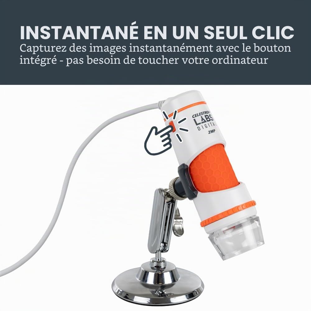 Celestron Deluxe 44302-C Microscope numérique portatif, Gris